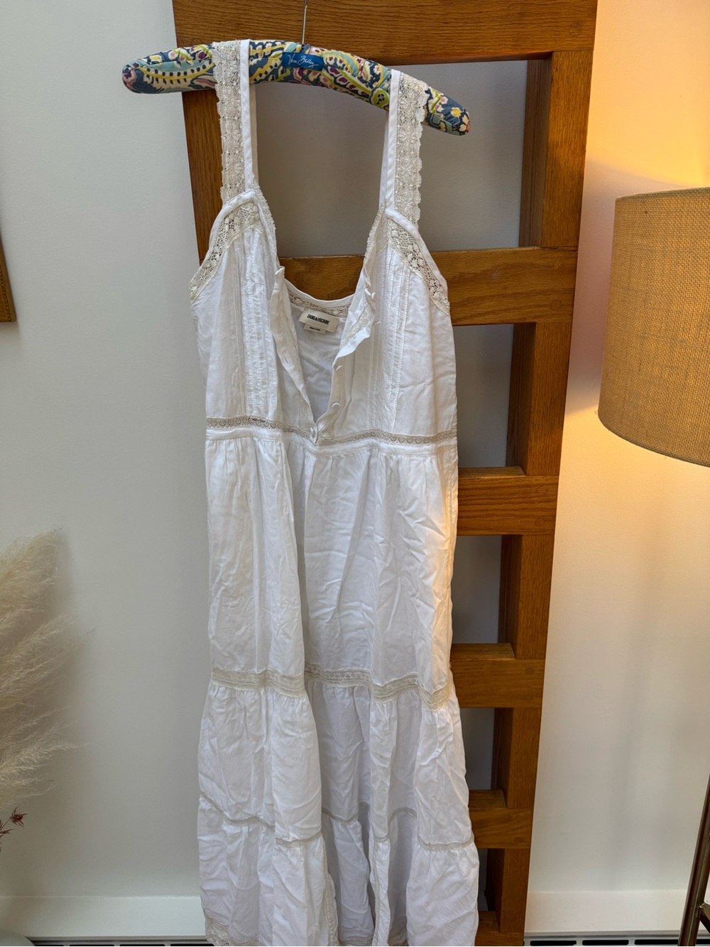 Zadig & Voltaire White Lace-Trim Maxi Sundress